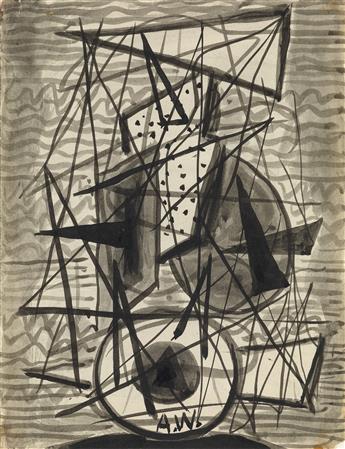 ABRAHAM WALKOWITZ Three abstract ink drawings.